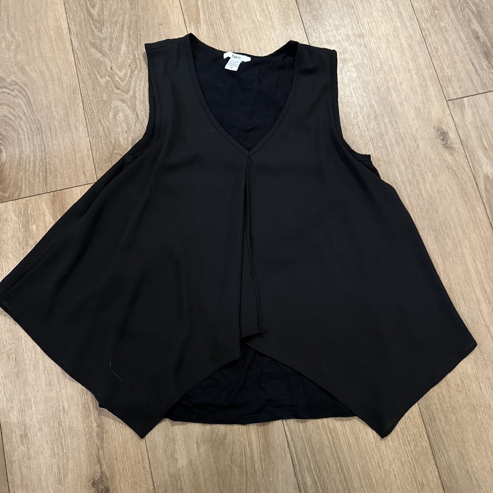 Bar III Women's Black Flowing Layered Tank Top Sleeveless‎ Size Small V Neck